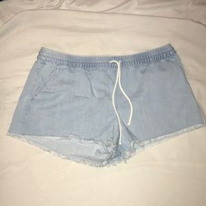 Aerie soft denim distressed shorts